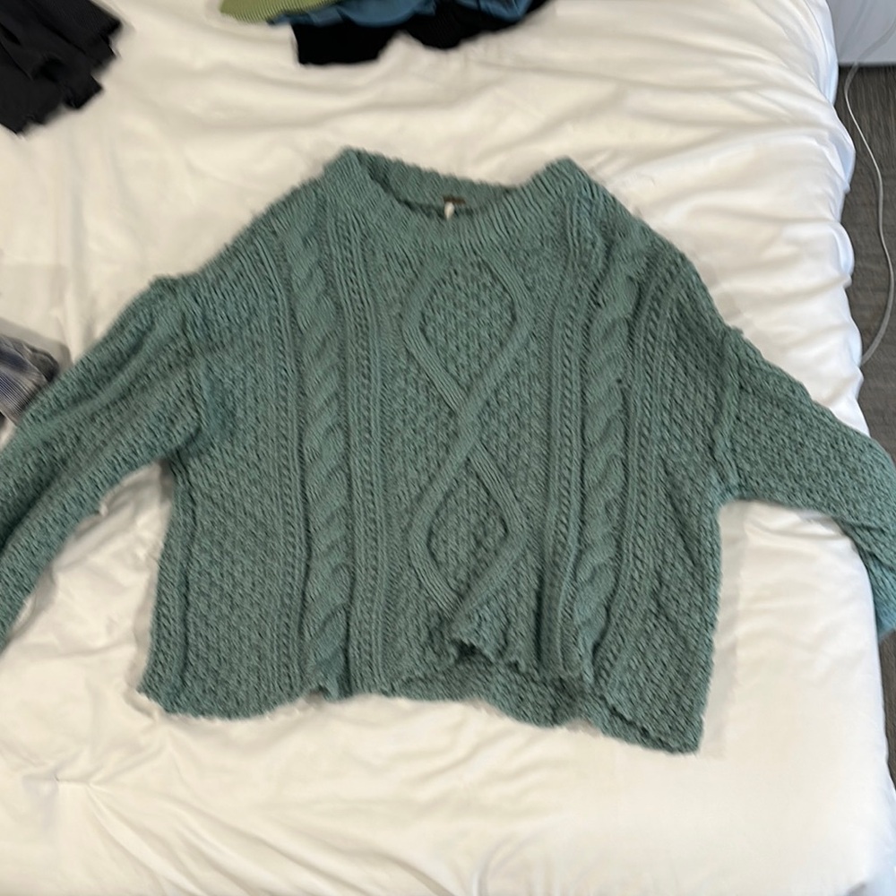 Free people Cozy Cable Knit Sweater in Teal